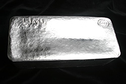 A JBR 1000 ounce Good Delivery 999 Silver bar.