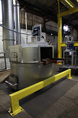 Lead refining kettle used to de-silver low-silver bearing lead bullion.
